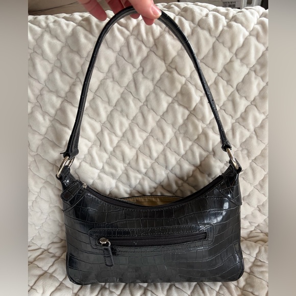 Liz Claiborne Handbags - Vintage Liz Claiborne Villager Black Croc Embossed Baguette Bag